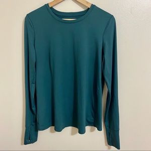 Athleta Long Sleeved Top Criss Cross Back Teal S